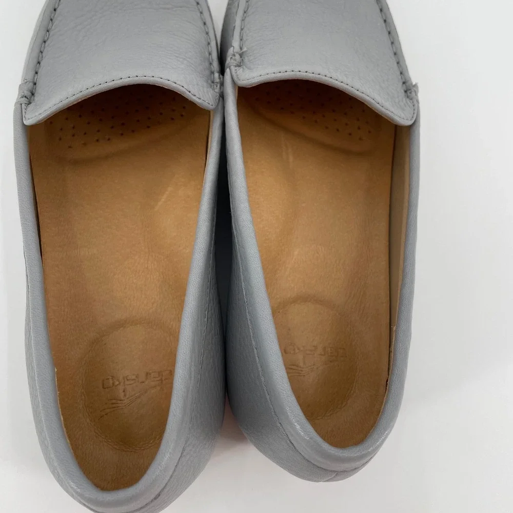 Dansko Lorri Grey‎ Leather Loafers Womens Size 38 US 8 Slip On Comfort Shoes
